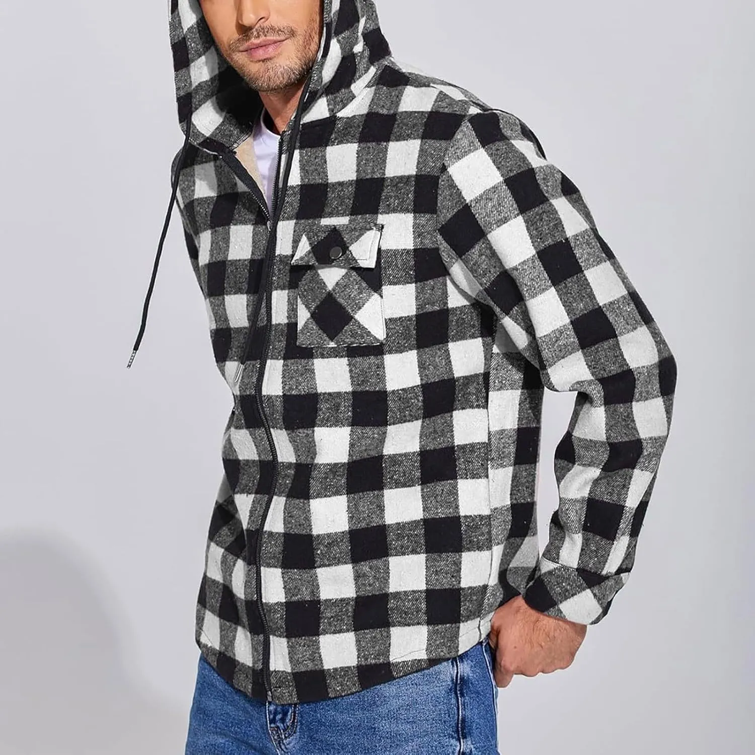 Mens Sherpa Hoodie Zip Up Fleece Thermal Hooded Heavyweight Warm Thick Hoodies