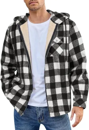 Mens Sherpa Hoodie Zip Up Fleece Thermal Hooded Heavyweight Warm Thick Hoodies