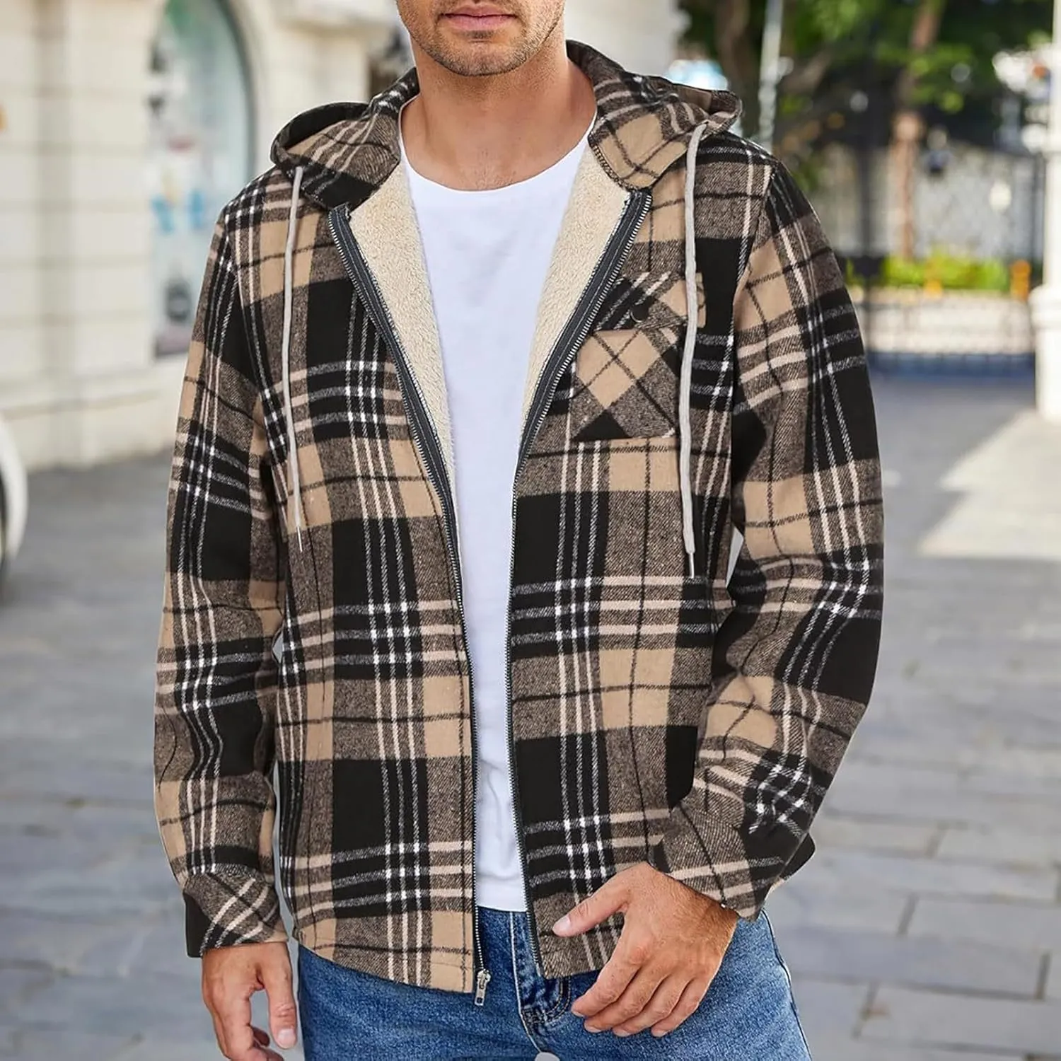 Mens Sherpa Hoodie Zip Up Fleece Winter Hooded Thick Thermal Heavyweight Sweatshirt