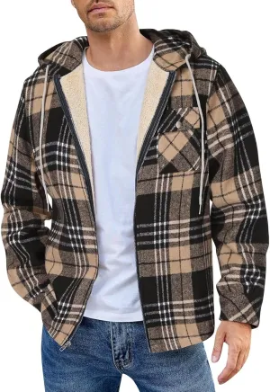 Mens Sherpa Hoodie Zip Up Fleece Winter Hooded Thick Thermal Heavyweight Sweatshirt