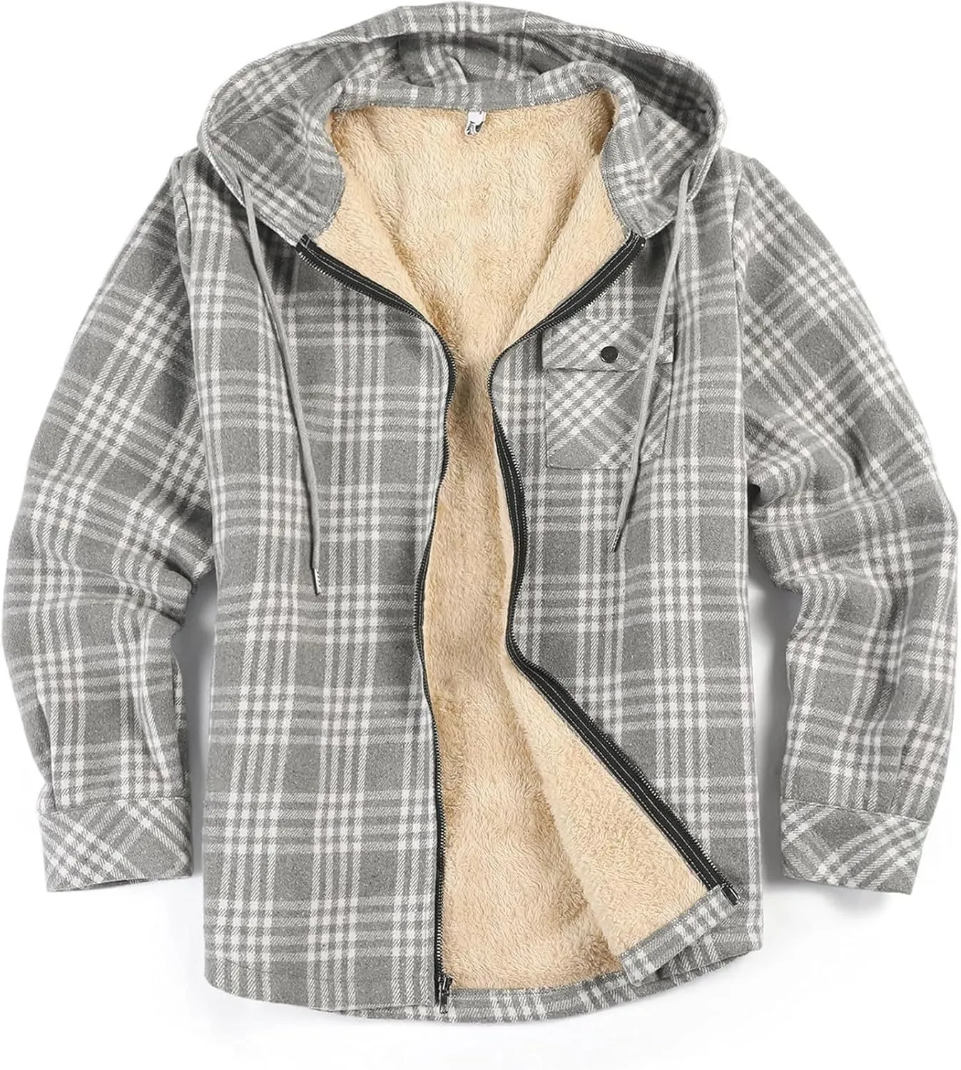 Mens Sherpa Hoodie Zip Up Fleece Winter Hooded Thick Thermal Heavyweight Sweatshirt