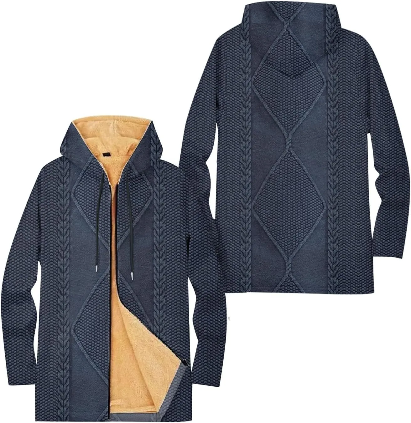 Mens Sherpa Lined Hoodie Zip Up Warm Heavyweight Hoodies Fleece Winter Thick Sweatshirt