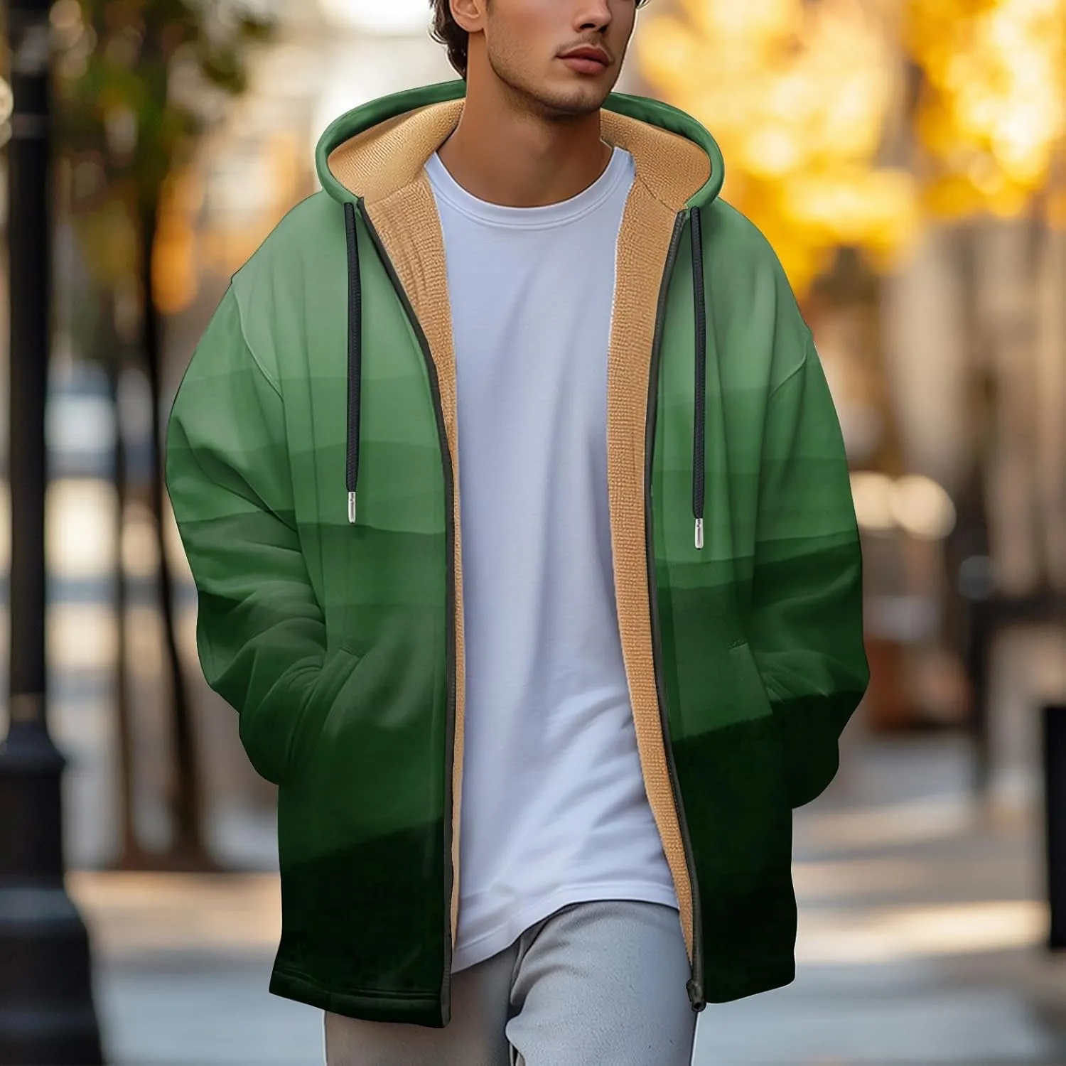 Mens Sherpa Lined Hoodie Zip Up Warm Heavyweight Hoodies Fleece Winter Thick Sweatshirt