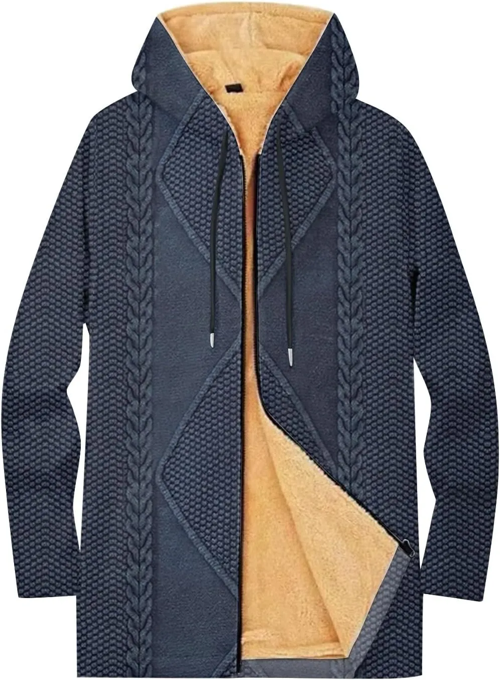 Mens Sherpa Lined Hoodie Zip Up Warm Heavyweight Hoodies Fleece Winter Thick Sweatshirt