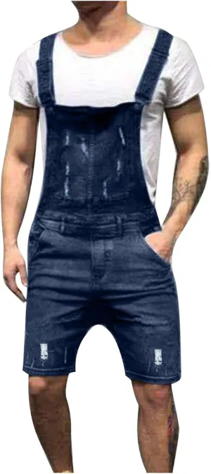 Mens Shorts Coveralls Shortalls Shorts One Piece for Man Denim Cargo Overall Western Summer Fall 2024