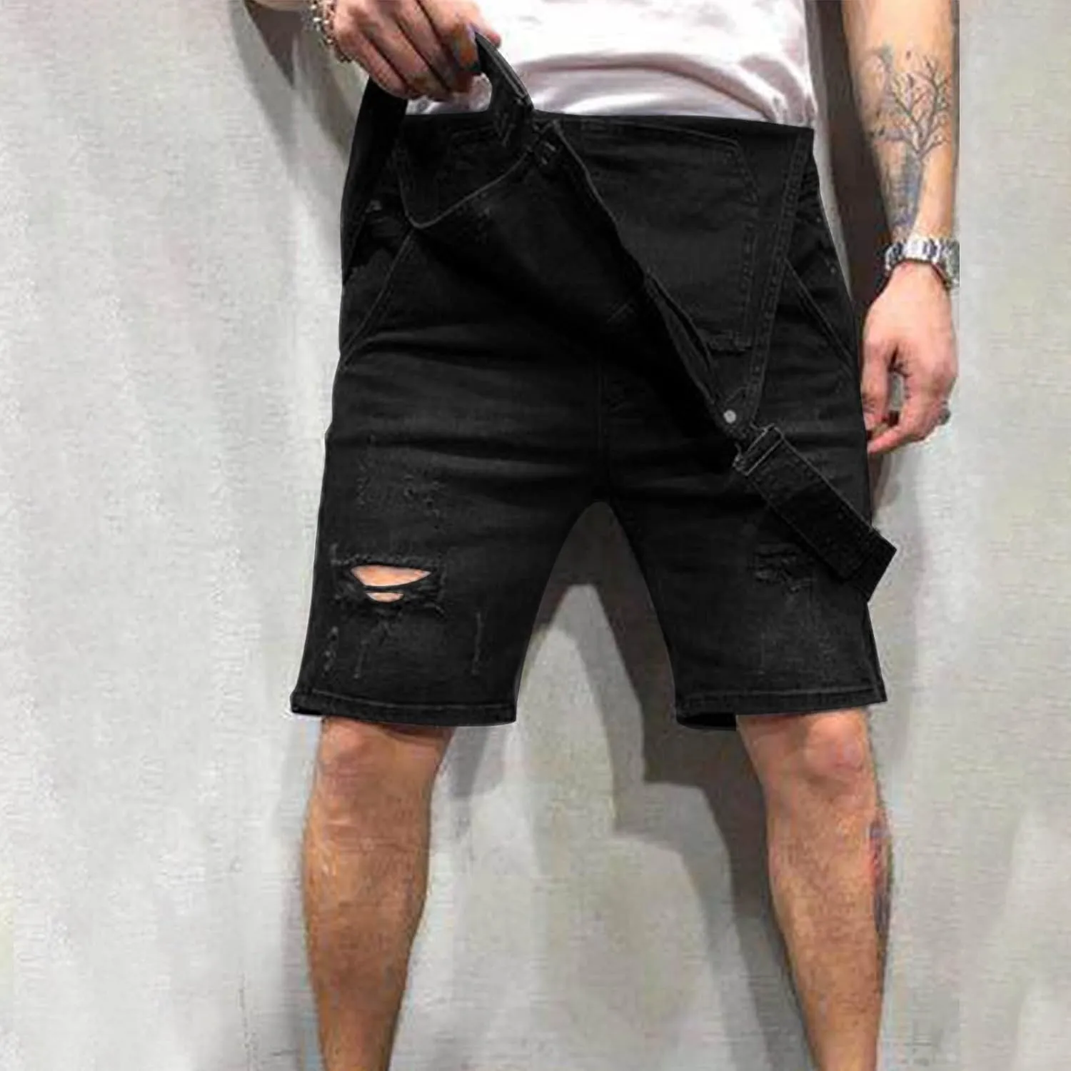 Mens Shorts Coveralls Shortalls Shorts One Piece for Man Denim Cargo Overall Western Summer Fall 2024