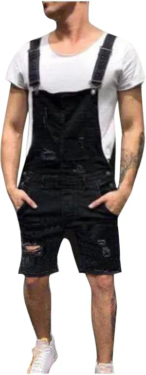 Mens Shorts Coveralls Shortalls Shorts One Piece for Man Denim Cargo Overall Western Summer Fall 2024