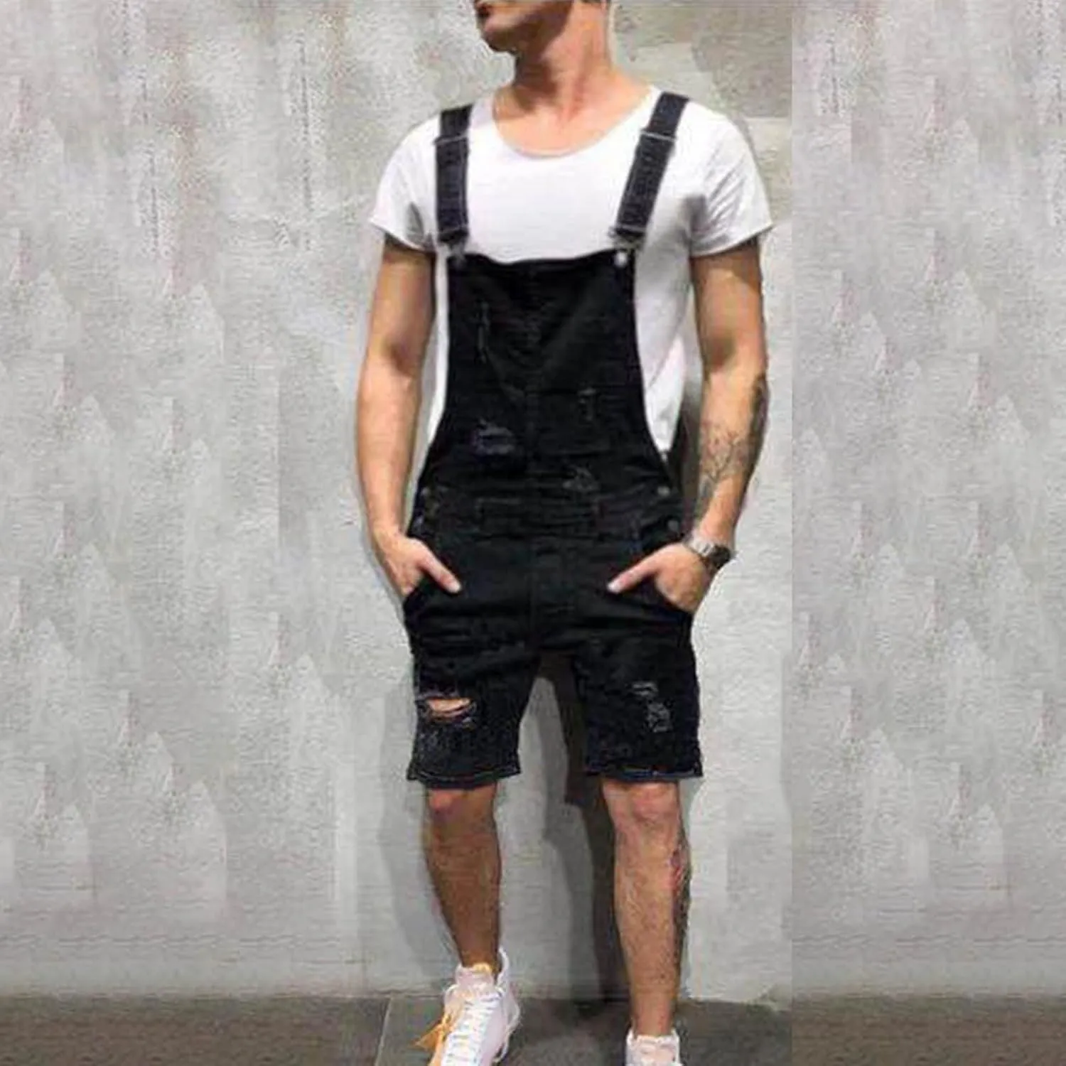 Mens Shorts Coveralls Shortalls Shorts One Piece for Man Denim Cargo Overall Western Summer Fall 2024