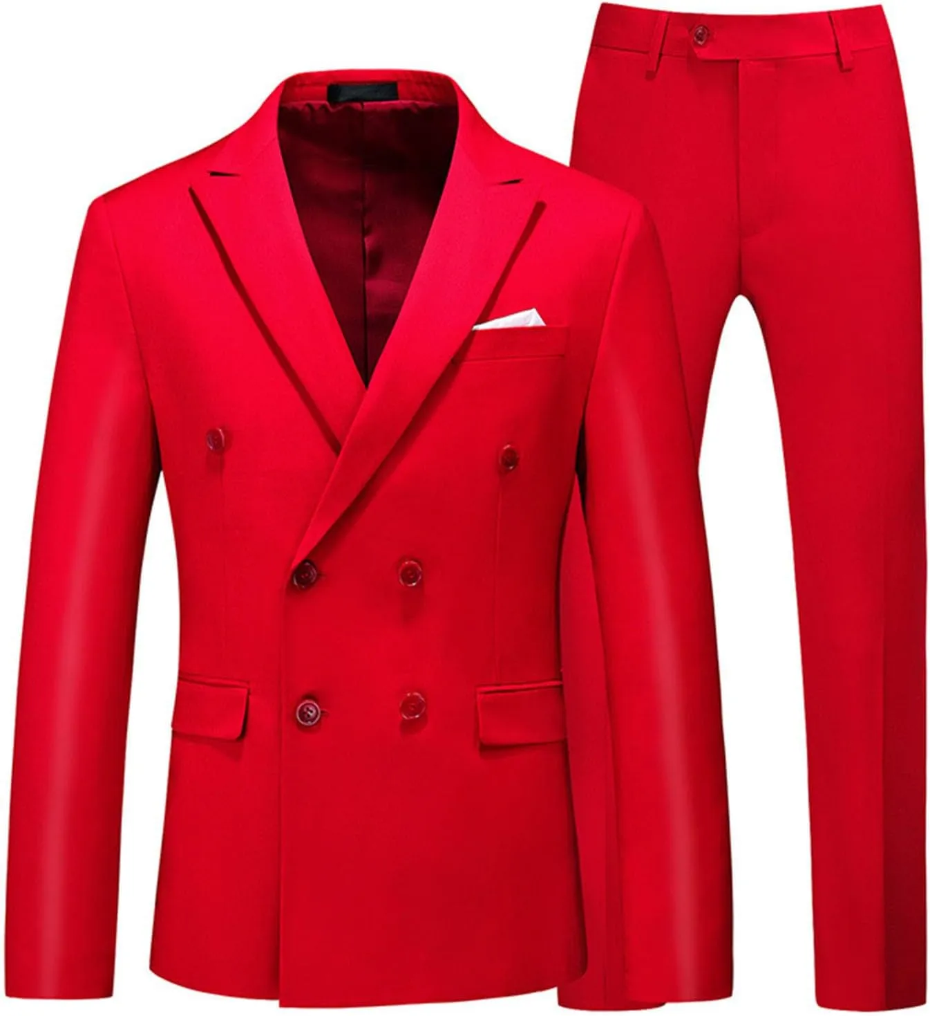 Men's Slim Fit 2 Piece Suit Double Breasted Business Wedding Prom Tuxedo Suits Notched Lapel Blazer and Pants Set