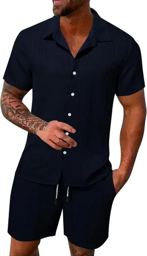 Men's Suits Tailored Spring Summer Leisure Set Comfortable Breathable Short Sleeve Sports Outfit Perfect for