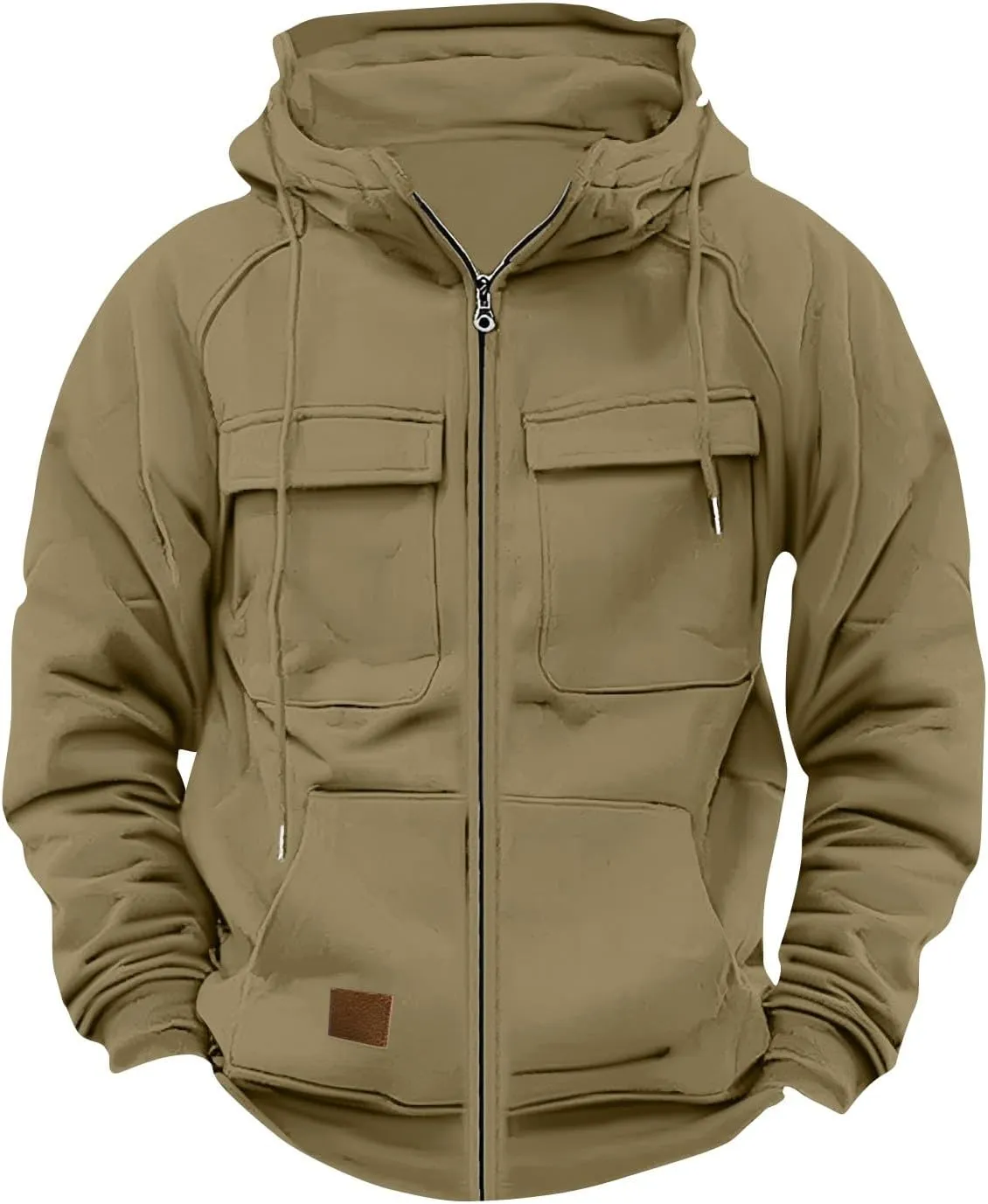 Mens Tactical Hoodies Long Sleeve Cargo Hooded Sweatshirts Outdoor Zip Up Military Jackets with Pockets