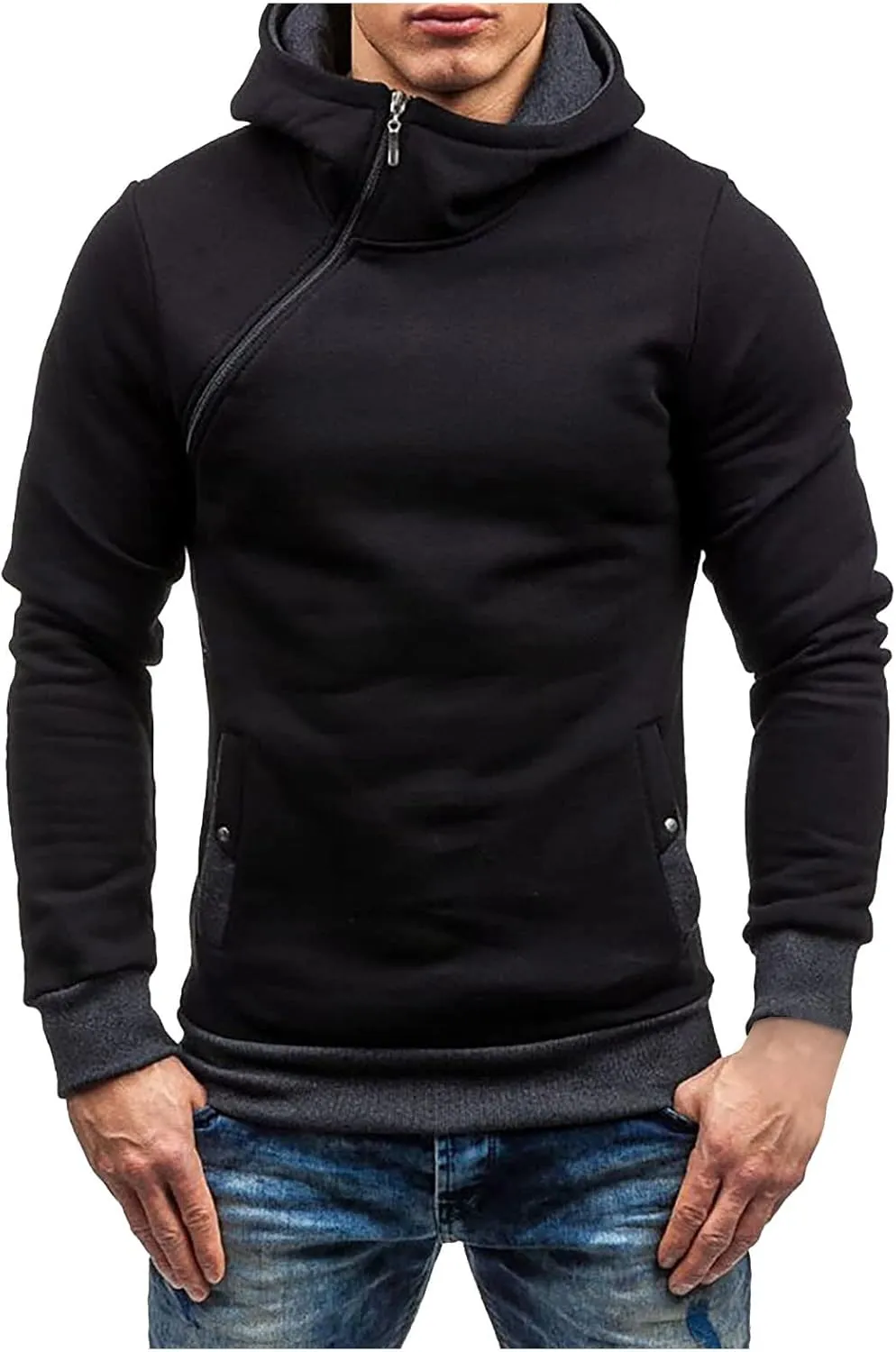 Men's Zip Up Hoodie Casual Camouflage Sports Sweatshirt Long Sleeve Zipper Hooded Jacket Coat