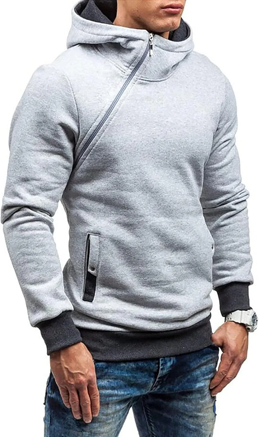 Men's Zip Up Hoodie Casual Camouflage Sports Sweatshirt Long Sleeve Zipper Hooded Jacket Coat