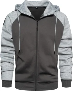 Men's Zip Up Hoodie Casual Camouflage Sports Sweatshirt Long Sleeve Zipper Hooded Jacket Coat