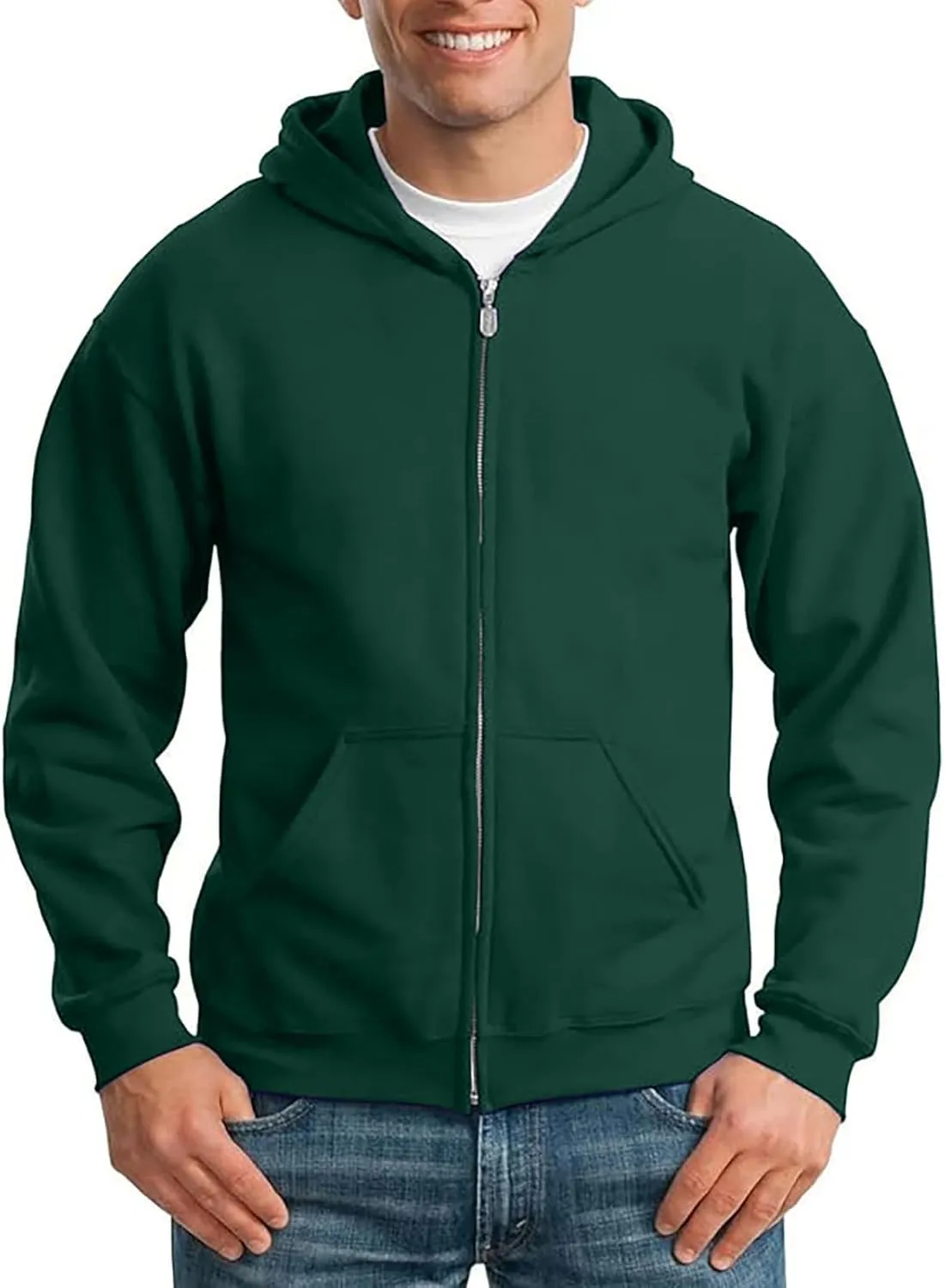 Mens Zip Up Hoodie Long Sleeve Drop Shoulder Oversized Jacket Drawstring Fashion Workout Fleece Pullover Sweatshirt