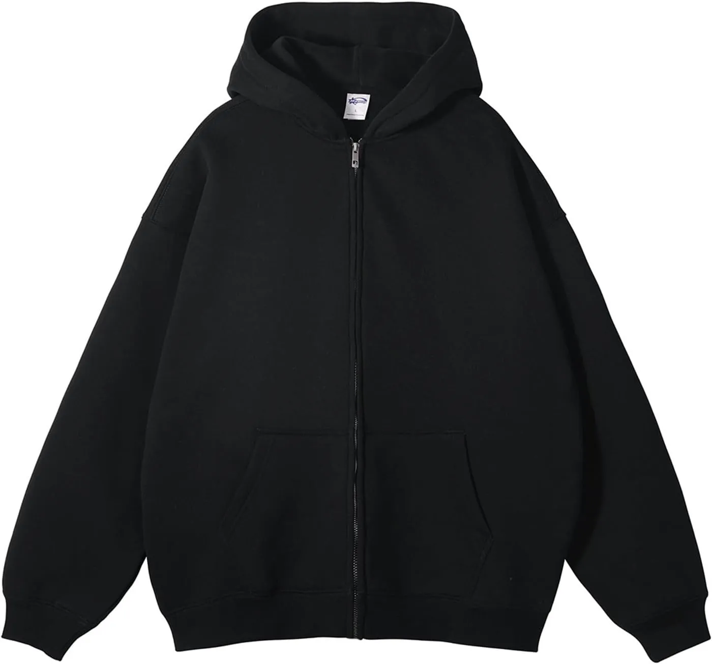 Mens Zip Up Hoodie Long Sleeve Drop Shoulder Oversized Jacket Drawstring Fashion Workout Fleece Pullover Sweatshirt