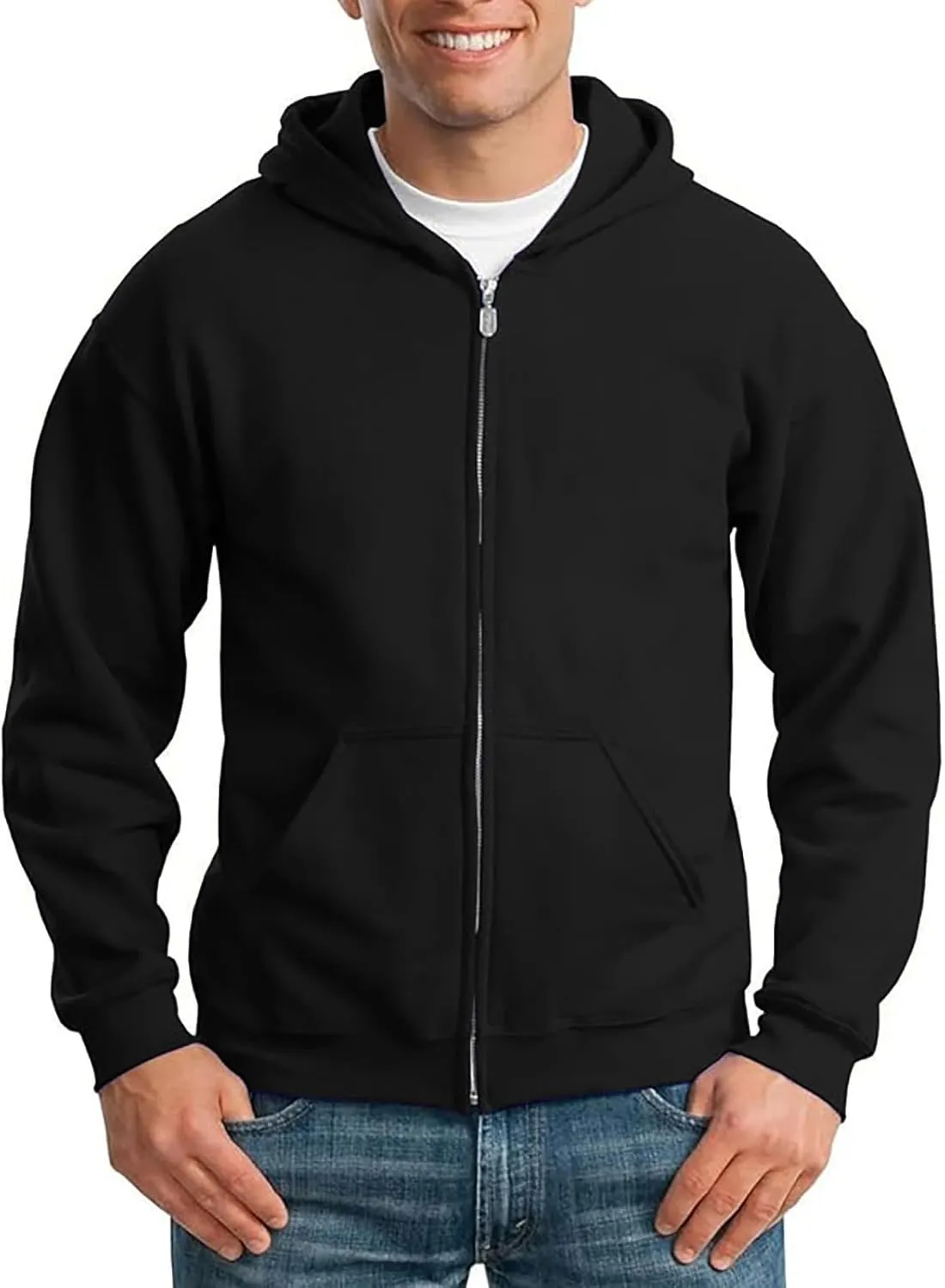 Mens Zip Up Hoodie Long Sleeve Drop Shoulder Oversized Jacket Drawstring Fashion Workout Fleece Pullover Sweatshirt