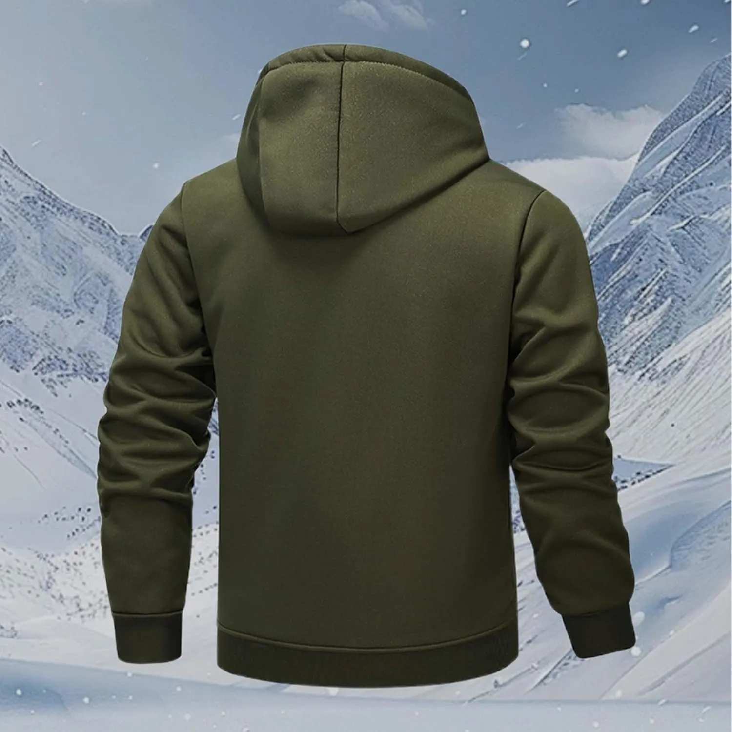 Mens Zip up Hoodie Warm Sherpa Fleece Lined Winter Jackets Casual Long Sleeve Hooded Drawstring Coats with Pockets