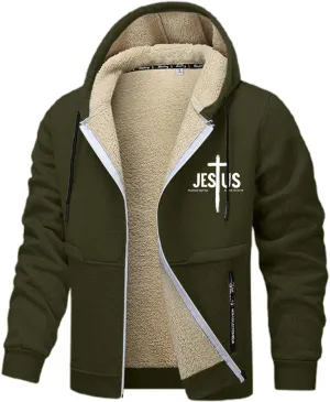 Mens Zip up Hoodie Warm Sherpa Fleece Lined Winter Jackets Casual Long Sleeve Hooded Drawstring Coats with Pockets