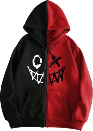 Men's Zip Up Hoodies Graphic Long Sleeve Pullover Hoodies Sweatshirt Western Streetwear Hoodies
