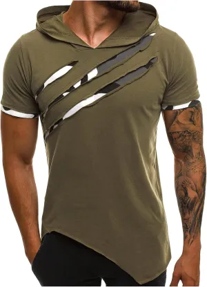 Mens Zip Up Hoodies Men's Pure Color Hoodie Sport Short Sleeve Shirt Top Blouse Zipper Hoodies XL