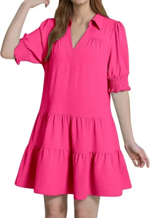 Mini Shift Dresses for Women 2025 Boho Tiered Ruffle Hem Drop Waist Y2K Mini Dress Summer Baby Shower Outfit for Guest
