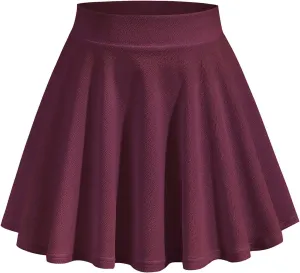 Mini Skirt for Women Casual Pleated Skirts Flowy Basic Skirts Versatile Flared Skater Skirt Elastic High Waist Skirts