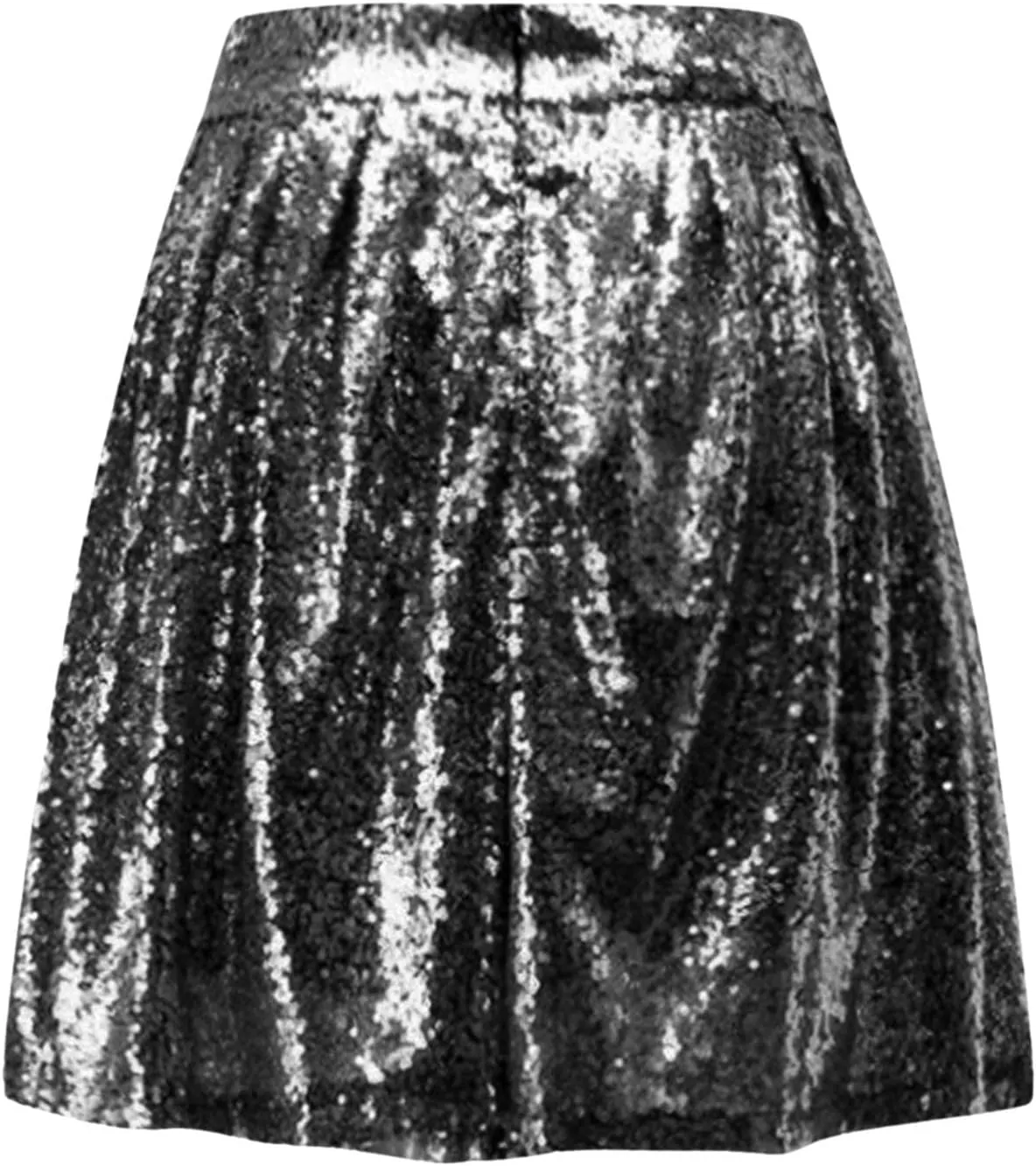 Mini Skirt Women's Fashion High Waist Pleated Solid Color Short Skirt Loose Sequin Skirt Flowy Sexy Mini Skirt
