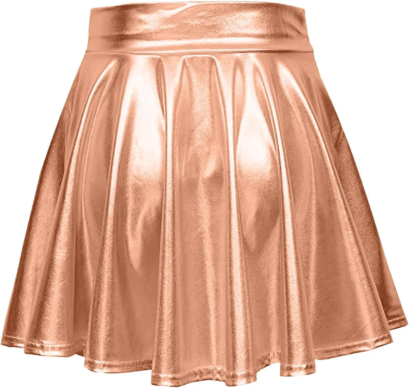 Mini Skirt Women's Fashion High Waist Pleated Solid Color Short Skirt Loose Skirt Metallic Skater Skirt Women