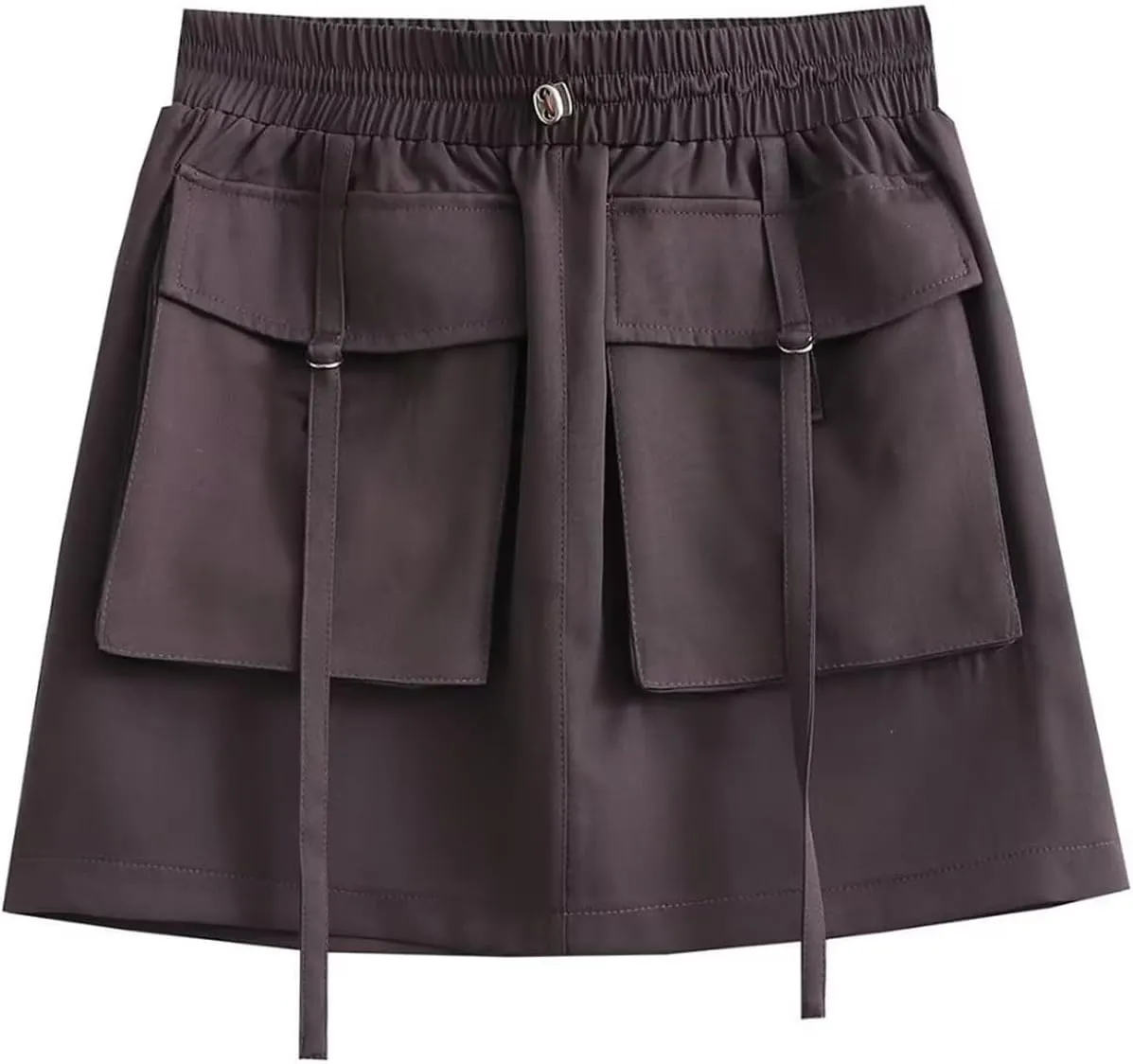 Mini Skirts for Women Cargo High Elastic Waist A-Line Loose Solid Color Workout Cargo Skirts for Summer Vacation