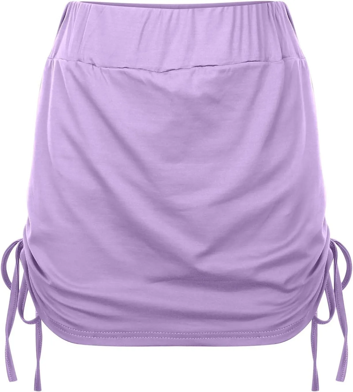 Mini Skirts for Women Sexy Lace Up Solid High Elastic Waist Slim Fit Stretchy Casual Pencil Shorts Skirts for Summer