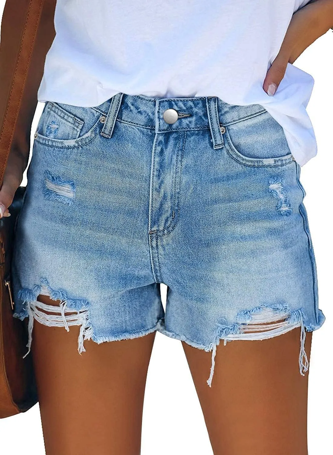 MODARANI Women's Cut Off Denim Jean Shorts Ripped Distressed