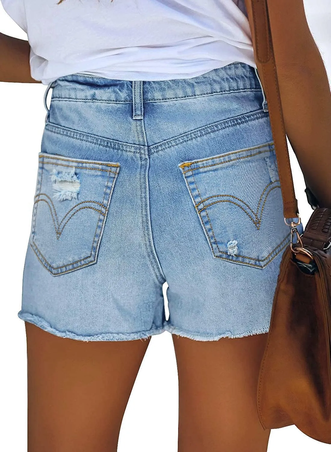 MODARANI Women's Cut Off Denim Jean Shorts Ripped Distressed