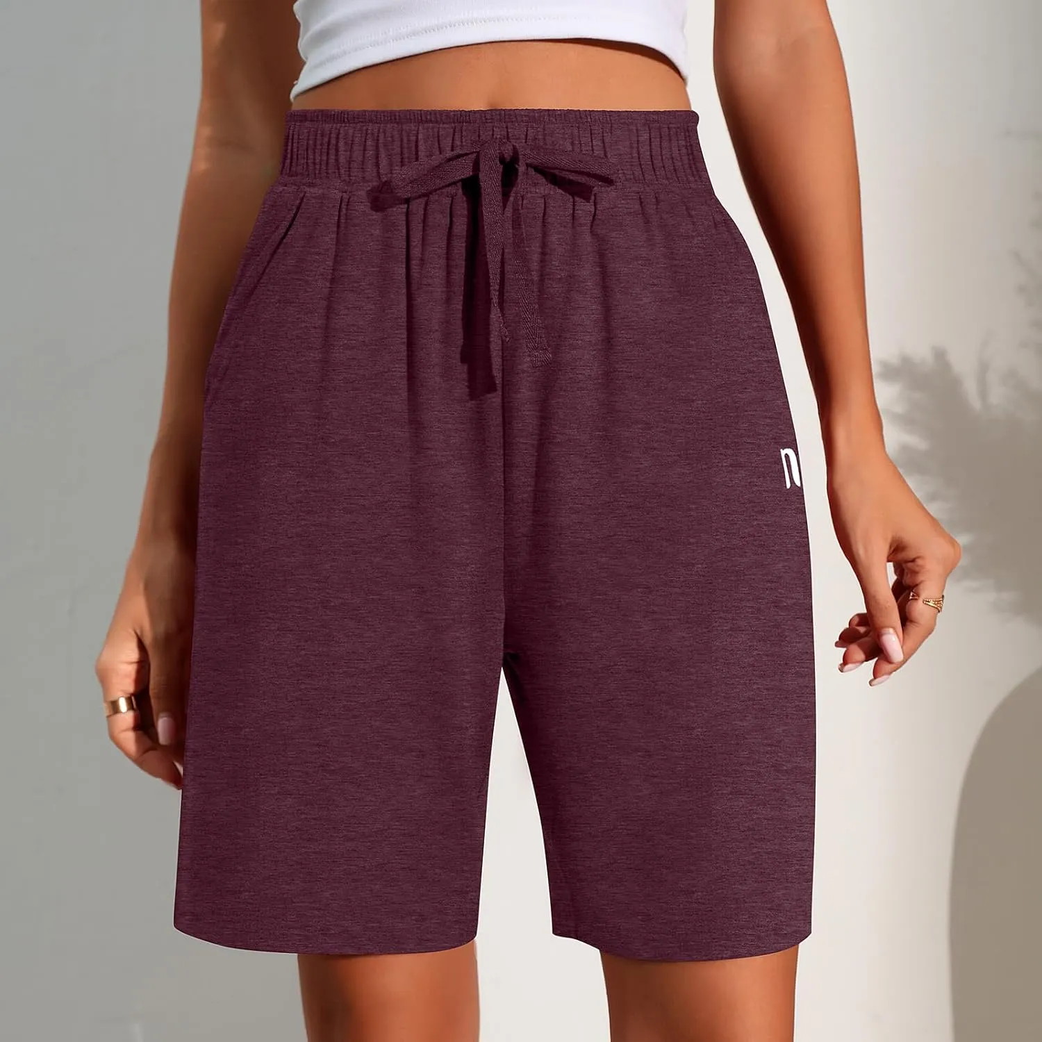Neer 3 Pack Women's Quick Dry Shorts Women Drawstring High Waisted Bermuda Athletic Shorts with Pockets