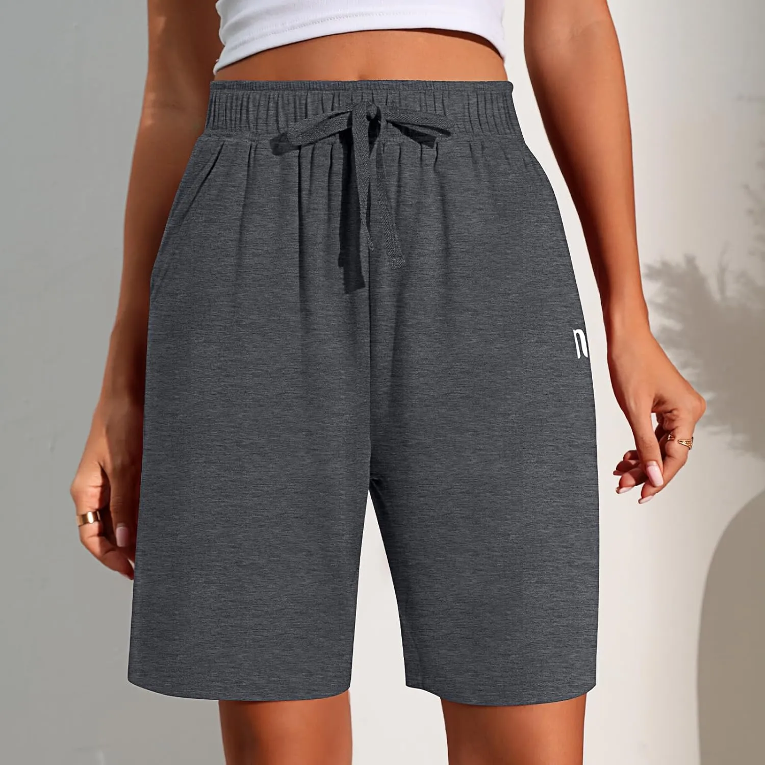 Neer 3 Pack Women's Quick Dry Shorts Women Drawstring High Waisted Bermuda Athletic Shorts with Pockets