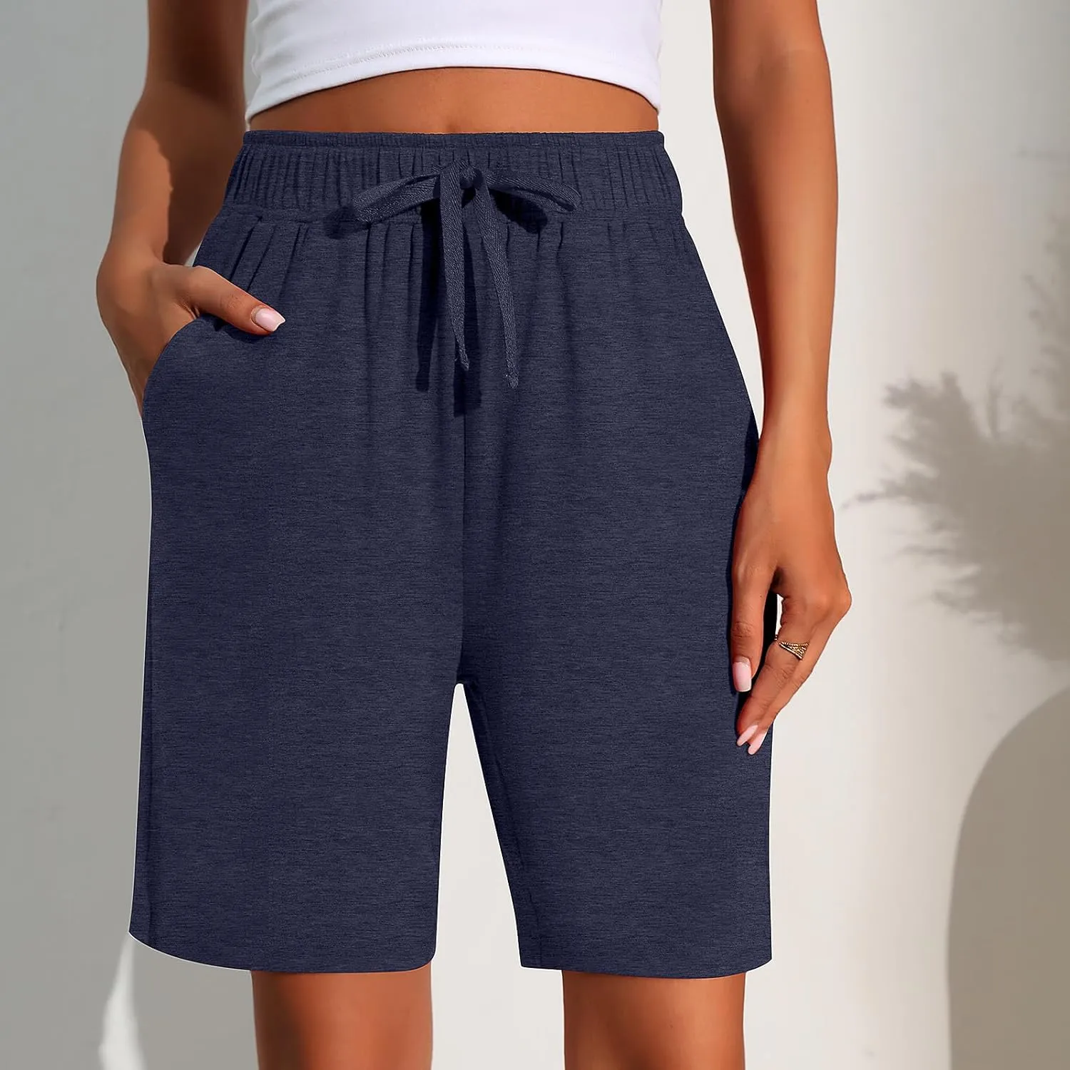 Neer 3 Pack Women's Quick Dry Shorts Women Drawstring High Waisted Bermuda Athletic Shorts with Pockets