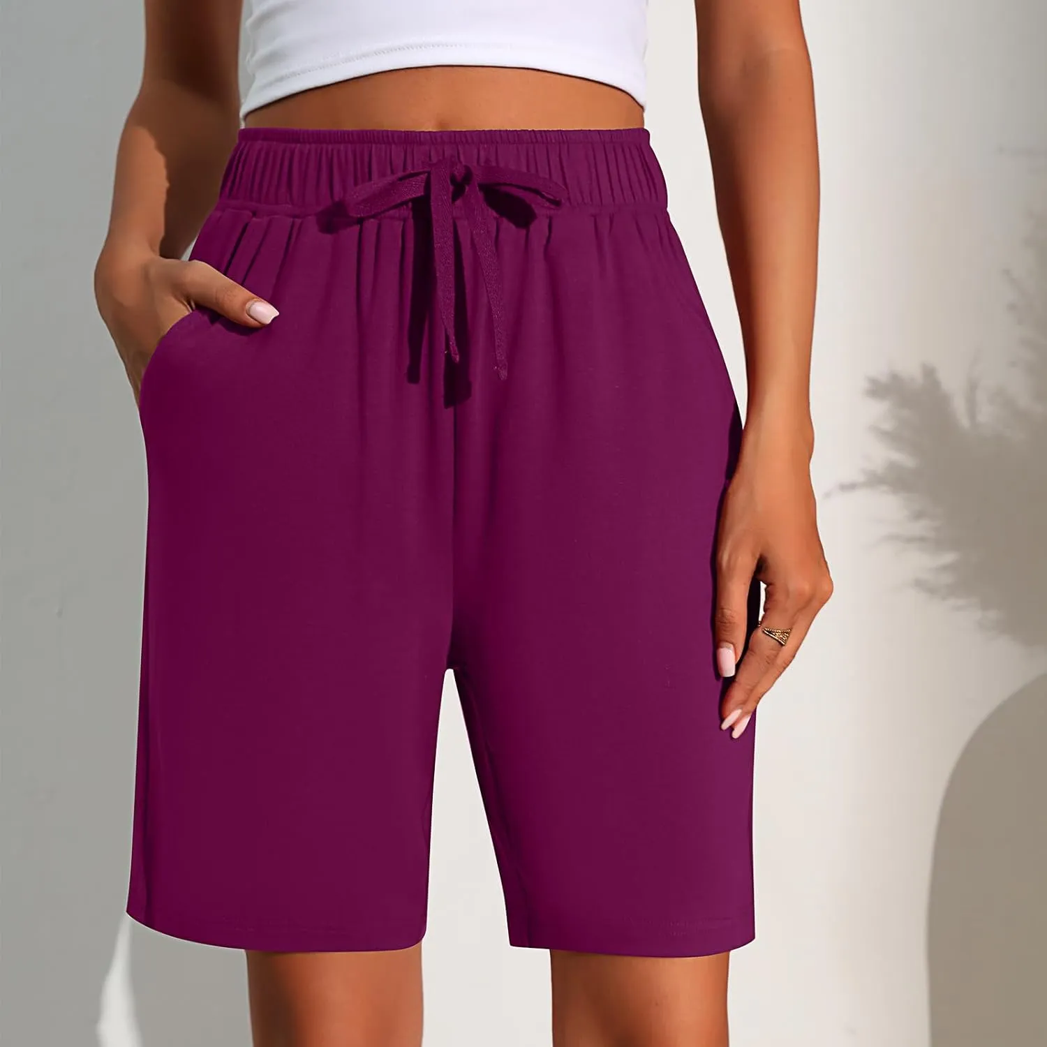Neer 3 Pack Women's Quick Dry Shorts Women Drawstring High Waisted Bermuda Athletic Shorts with Pockets