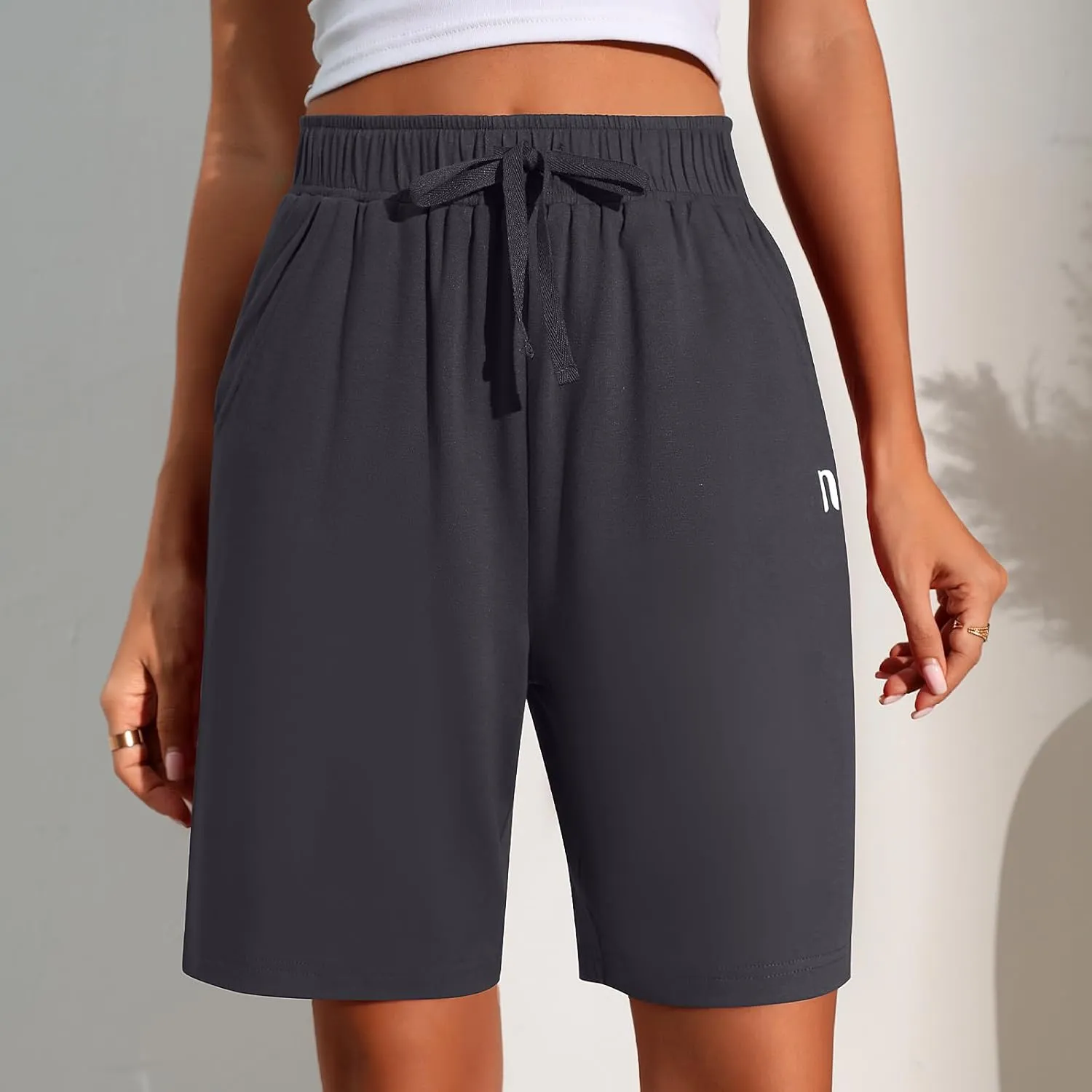 Neer 3 Pack Women's Quick Dry Shorts Women Drawstring High Waisted Bermuda Athletic Shorts with Pockets