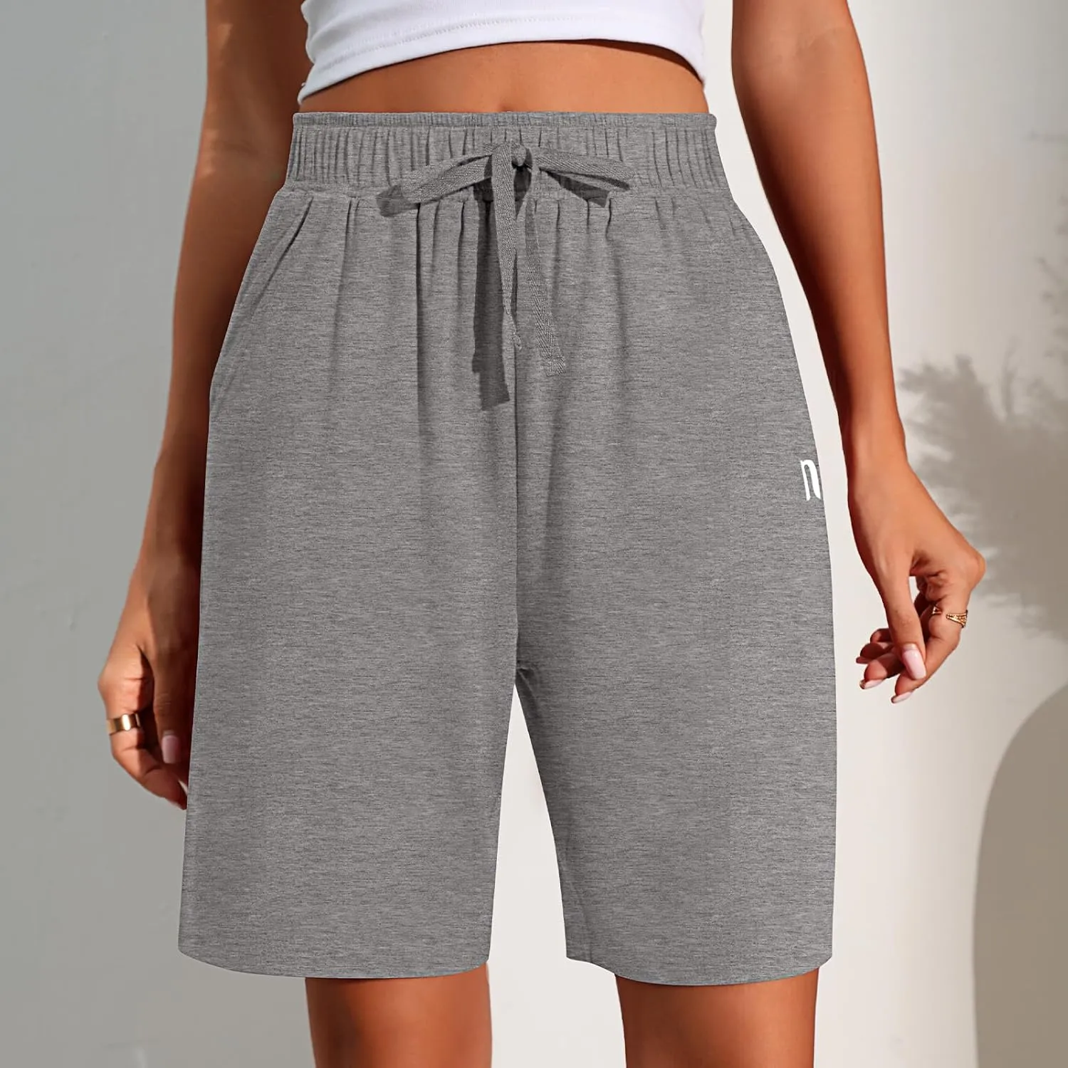Neer 3 Pack Women's Quick Dry Shorts Women Drawstring High Waisted Bermuda Athletic Shorts with Pockets