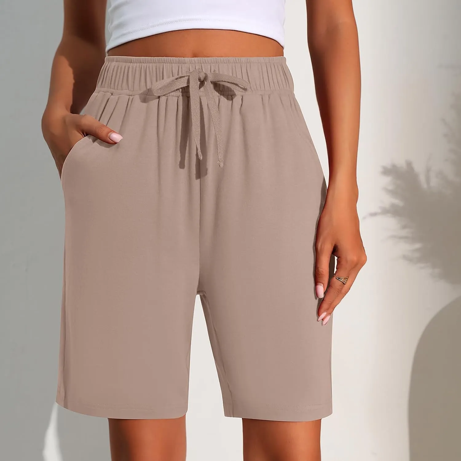 Neer 3 Pack Women's Quick Dry Shorts Women Drawstring High Waisted Bermuda Athletic Shorts with Pockets
