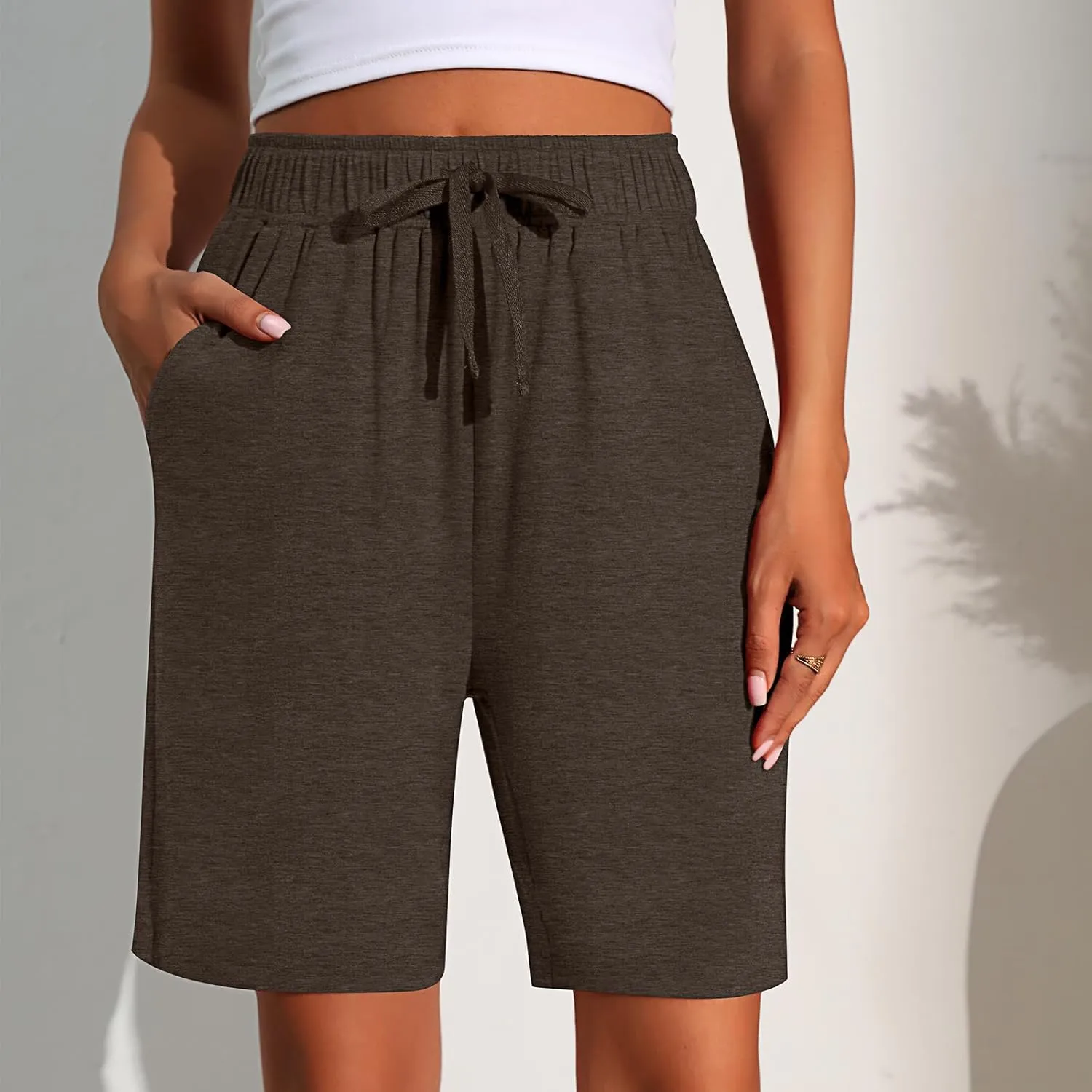 Neer 3 Pack Women's Quick Dry Shorts Women Drawstring High Waisted Bermuda Athletic Shorts with Pockets