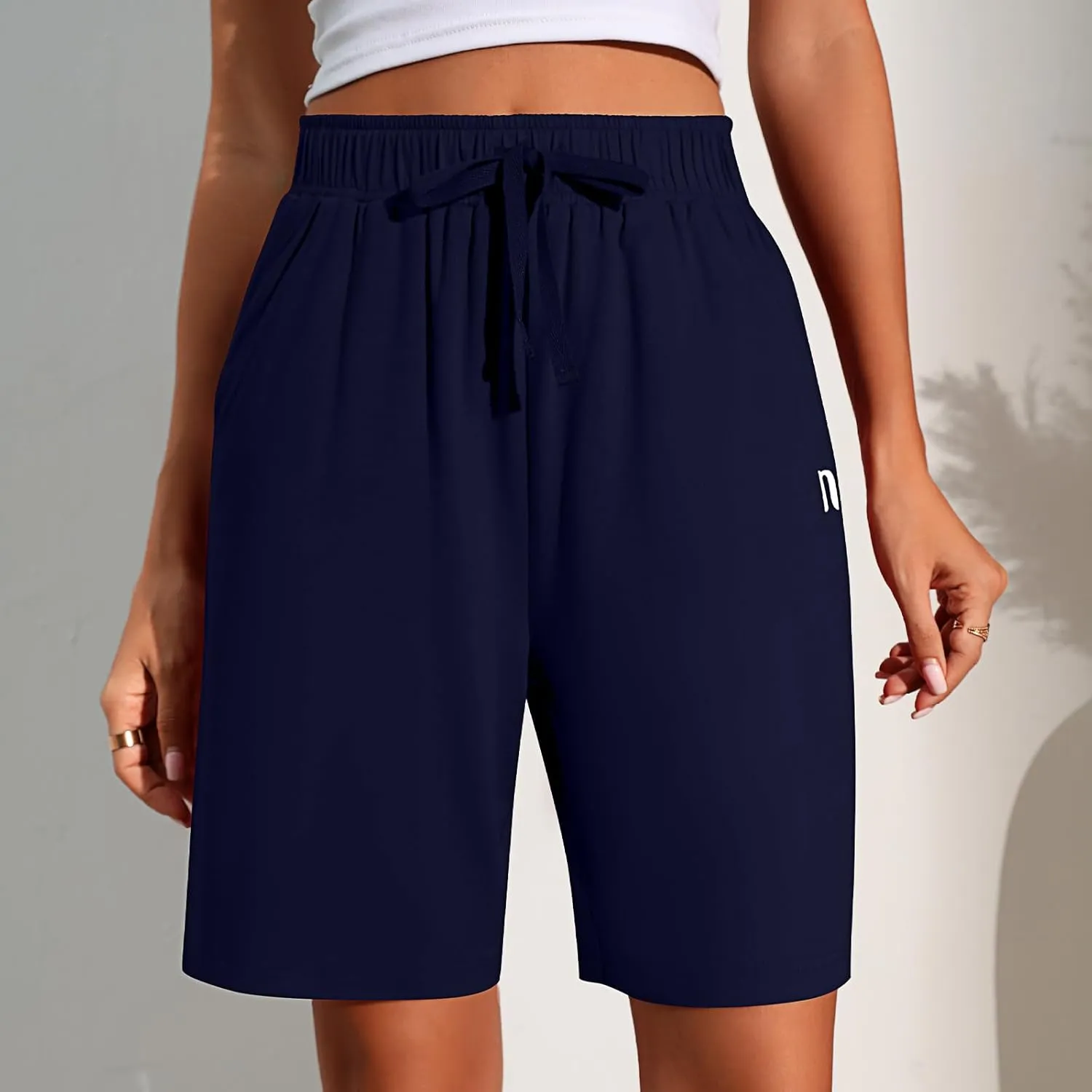 Neer 3 Pack Women's Quick Dry Shorts Women Drawstring High Waisted Bermuda Athletic Shorts with Pockets