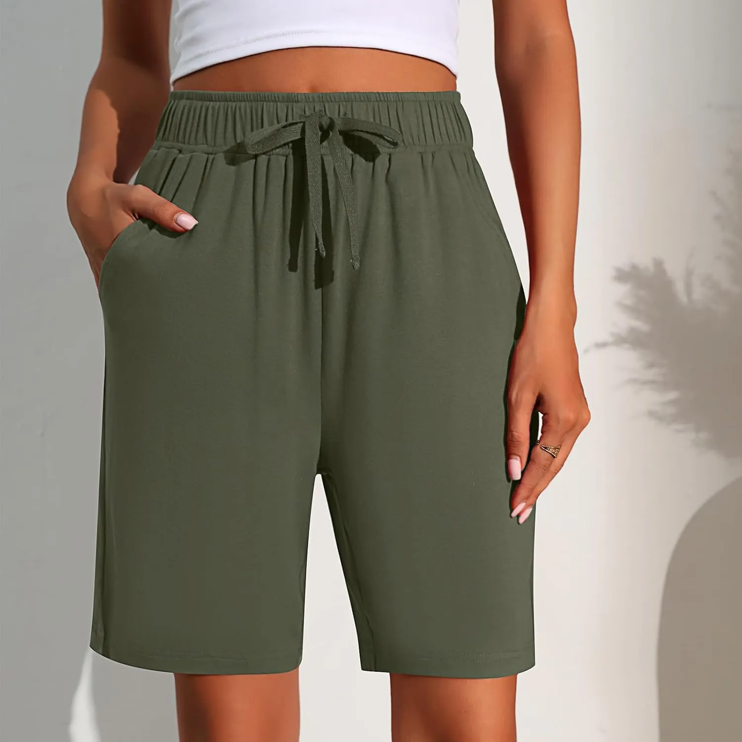 Neer 3 Pack Women's Quick Dry Shorts Women Drawstring High Waisted Bermuda Athletic Shorts with Pockets
