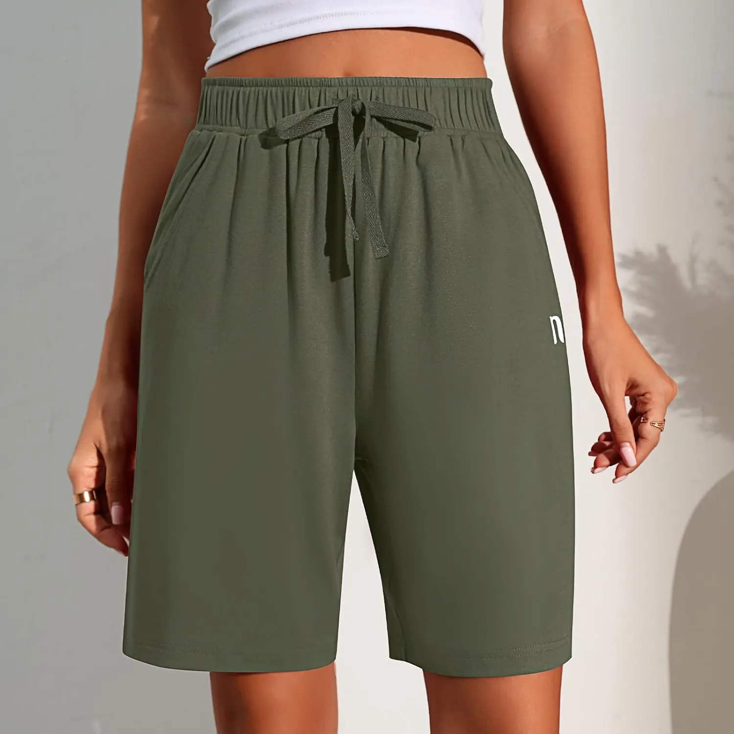 Neer 3 Pack Women's Quick Dry Shorts Women Drawstring High Waisted Bermuda Athletic Shorts with Pockets