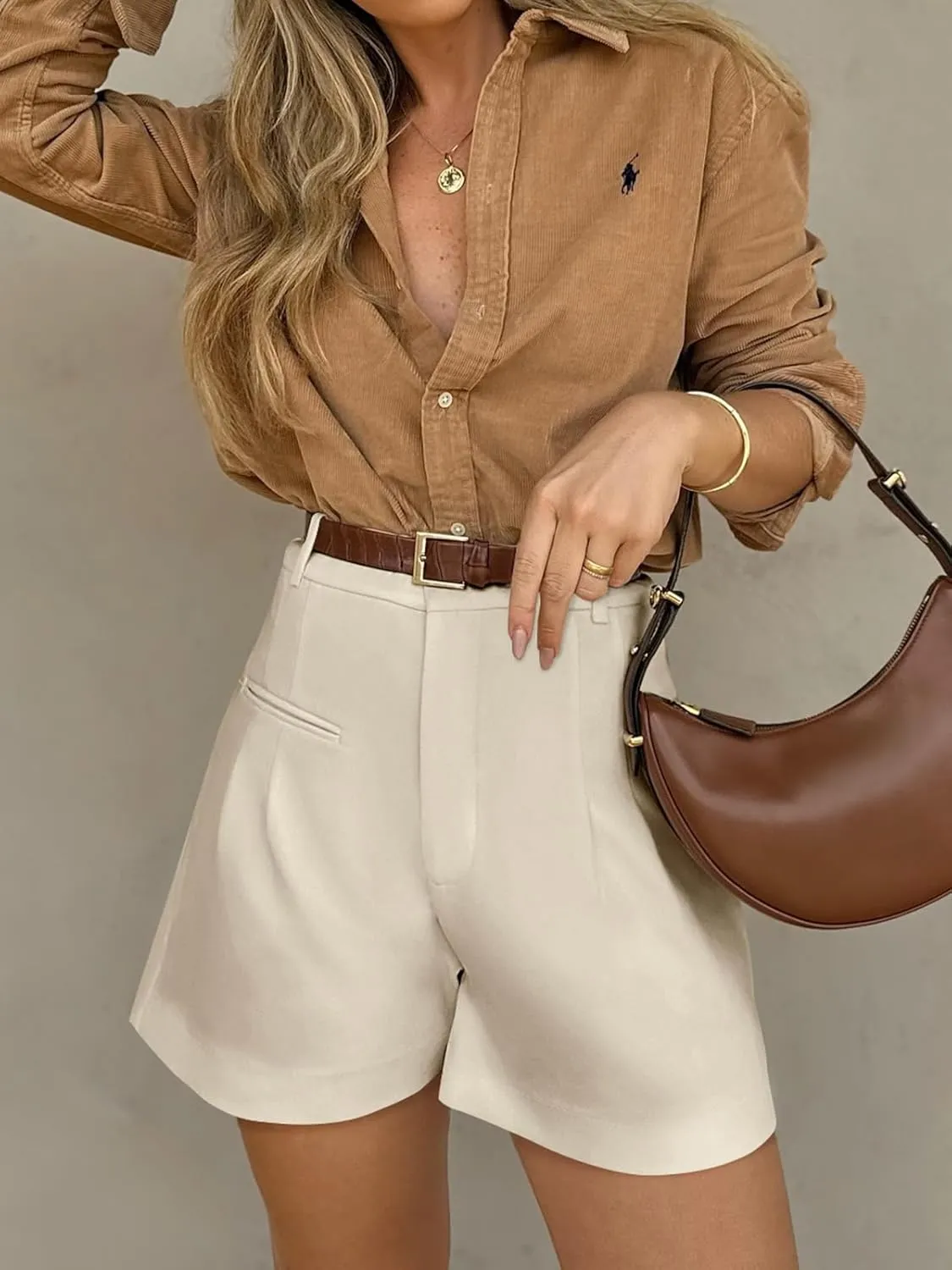 NIMIN Womens Shorts Dressy High Waisted 2025 Summer Trendy Business Casual Work Tailored Shorts Without Pockets Belts