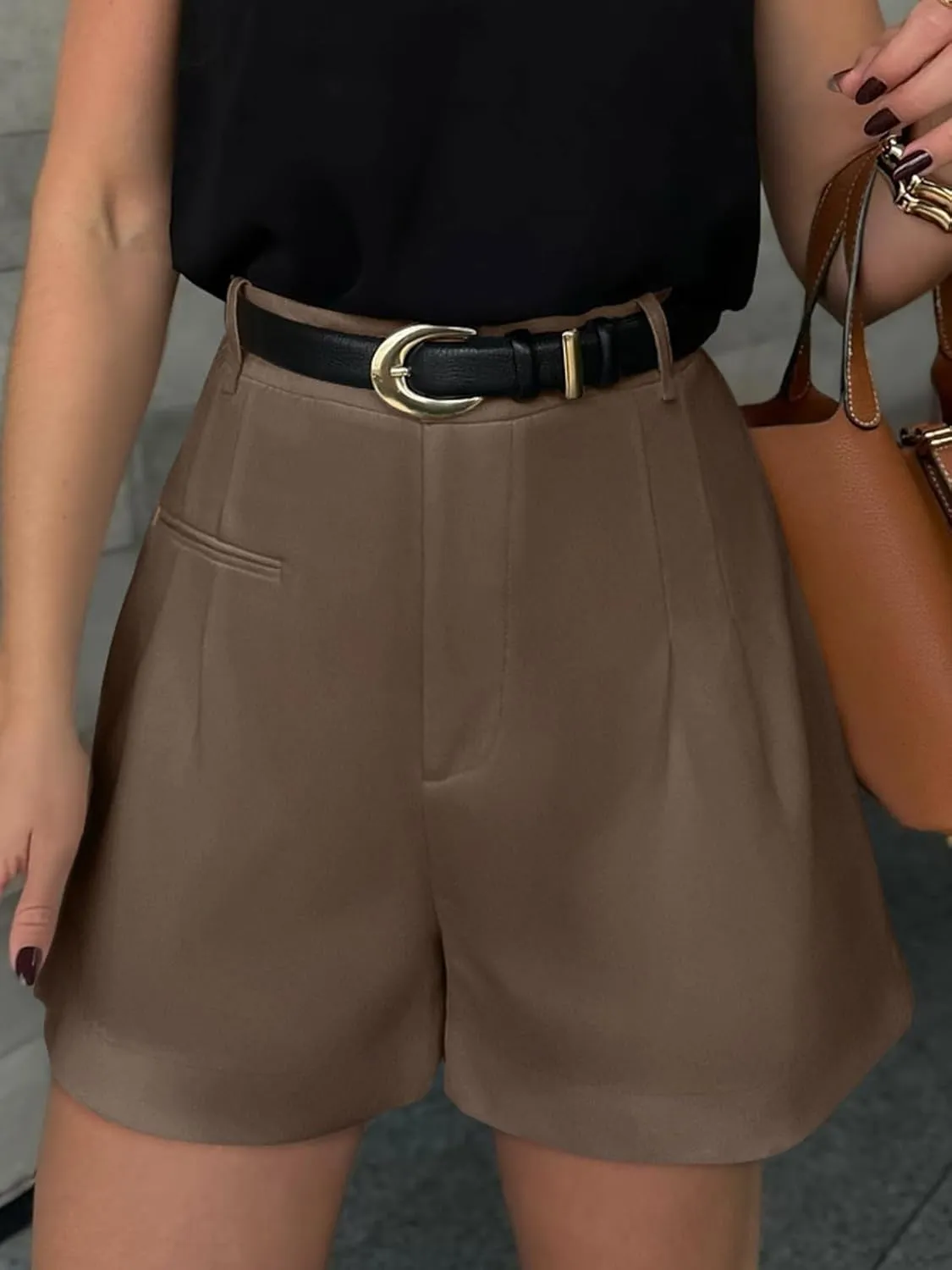 NIMIN Womens Shorts Dressy High Waisted 2025 Summer Trendy Business Casual Work Tailored Shorts Without Pockets Belts