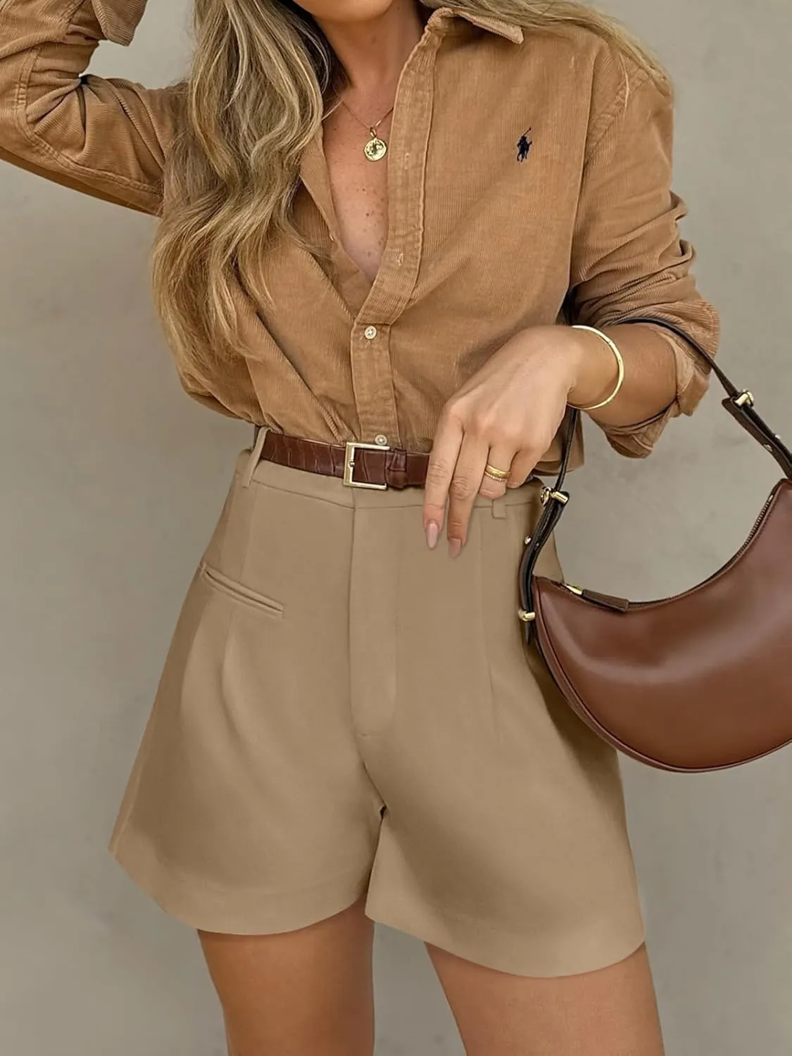 NIMIN Womens Shorts Dressy High Waisted 2025 Summer Trendy Business Casual Work Tailored Shorts Without Pockets Belts