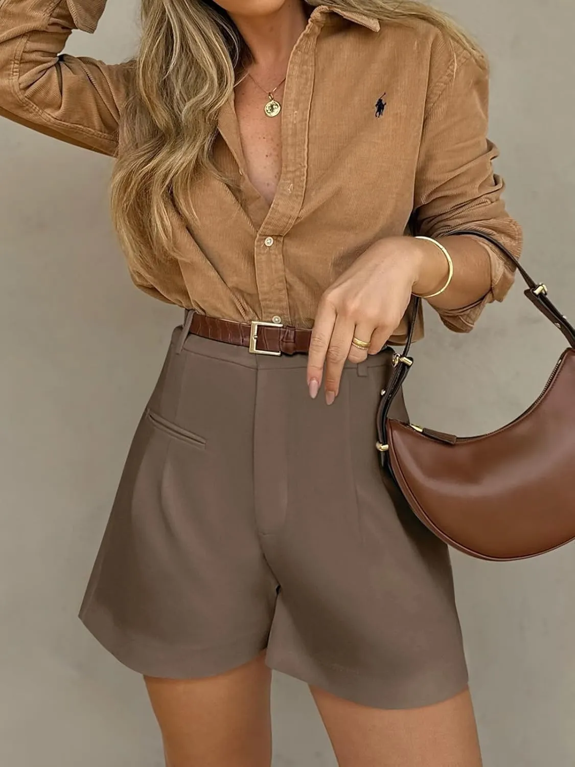NIMIN Womens Shorts Dressy High Waisted 2025 Summer Trendy Business Casual Work Tailored Shorts Without Pockets Belts