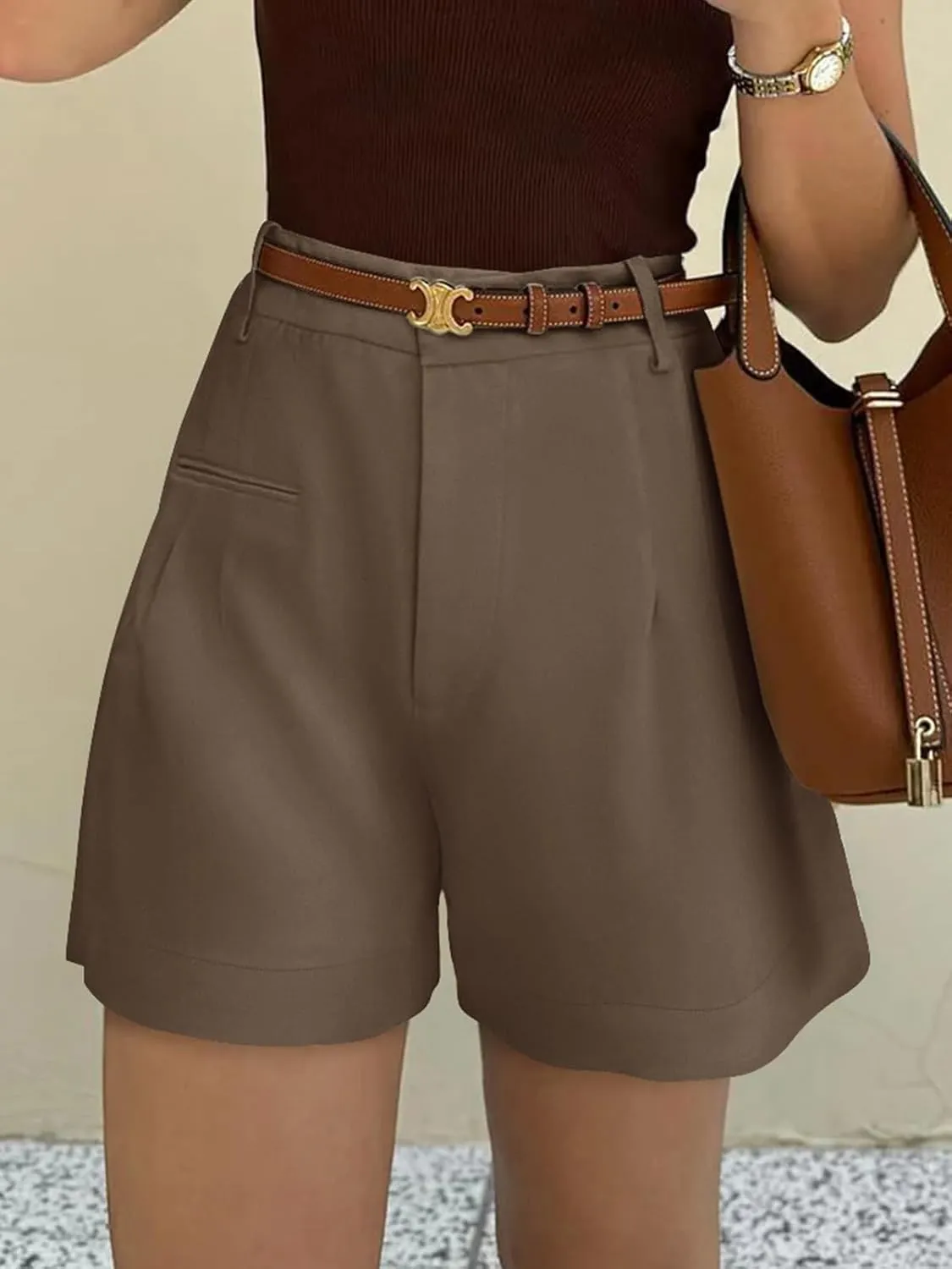 NIMIN Womens Shorts Dressy High Waisted 2025 Summer Trendy Business Casual Work Tailored Shorts Without Pockets Belts