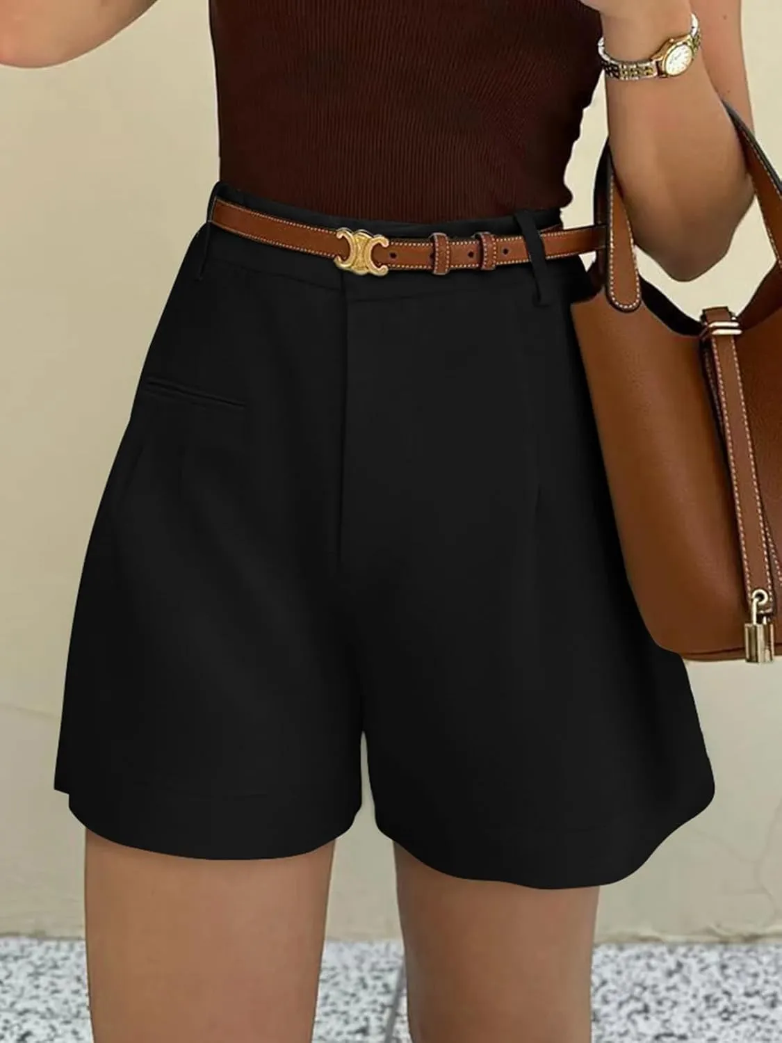 NIMIN Womens Shorts Dressy High Waisted 2025 Summer Trendy Business Casual Work Tailored Shorts Without Pockets Belts